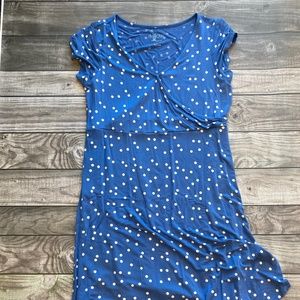 A.GLOW Blue and white polka dot Maternity Dress Size Medium